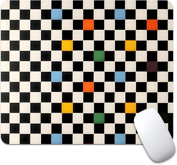 Old Skoo Retro Checkerboard Texture Mouse pad, Square Waterproof and Anti Slip Mouse pad for Office laptops