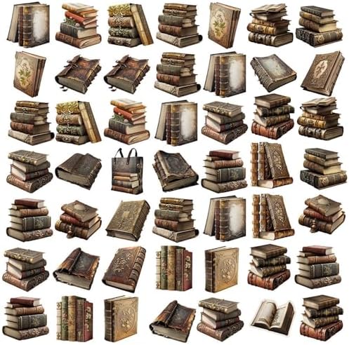 50Pcs Vintage Stickers,Waterproof Vinyl Aesthetic Decorative Sticker Scrapbooking Supplies for Adult Card Making Letters Planner Journaling Junk Journal DIY Water Bottles Cards Art Craft.Books - Image 2