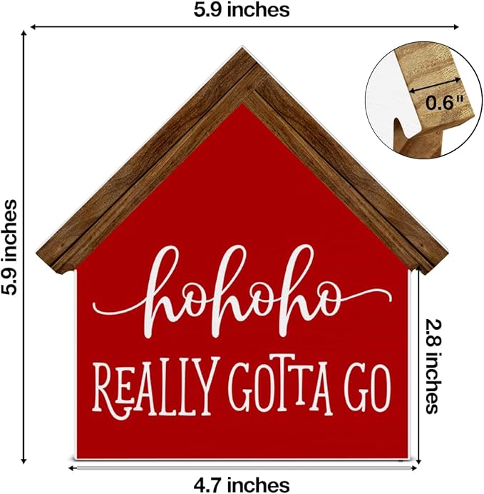 Christmas Bathroom Decor, Funny Ho Ho House Shaped Wood Sign, Christmas Restroom Bathroom Decorations for Farmhouse Home