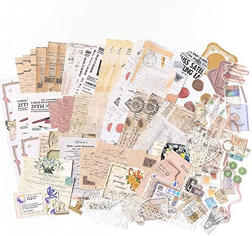Alideco 260pcs Vintage Scrapbook Supplies Pack for Art Journaling Bullet Junk Journal Planners DIY Paper Stickers Craft Kits Notebook Collage Album Aesthetic Cottagecore Picture Frames(Book study) by Alideco