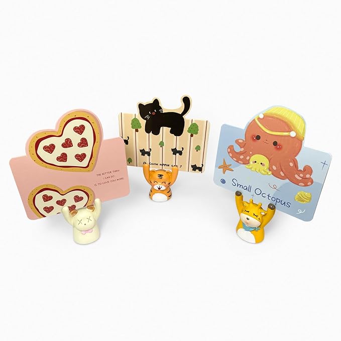 Geiomoo Mini Resin Gifts with Greeting Cards, Cute Embellishments Ornament Set for Craft Party Decor (10 Pack+10 Pcs Card)