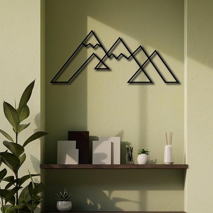 DecoSoul Mountain Metal Wall Art Decor, Large Metal Mountain Wall Art, Snowy Range View Wall Decoration, Minimalist Home Decor, Nature Decorations, Office Art, Housewarming Gift