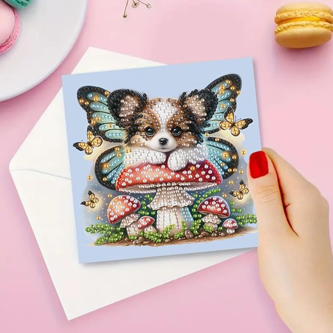 Ceitura 6Pcs DIY Diamond Art Painting Crafts Rhinestone Painting Greeting Card Making Kit Postcard for Holiday Christmas New Year Party Favors (Dogs)
