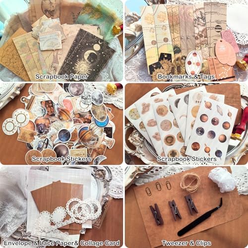 Flartmo 313 Pcs Complete Scrapbook Supplies Kit, Celestial Universe Planets Space Scrapbook Paper & Stickers, Junk Journal Scrapbooking Supplies Kit for Journaling, Embellishments, Card - Image 2
