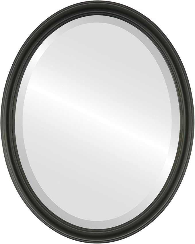 Oval Beveled Wall Mirror for Home Decor - Saratoga Style - Matte Black - 20x26 Outside Dimensions