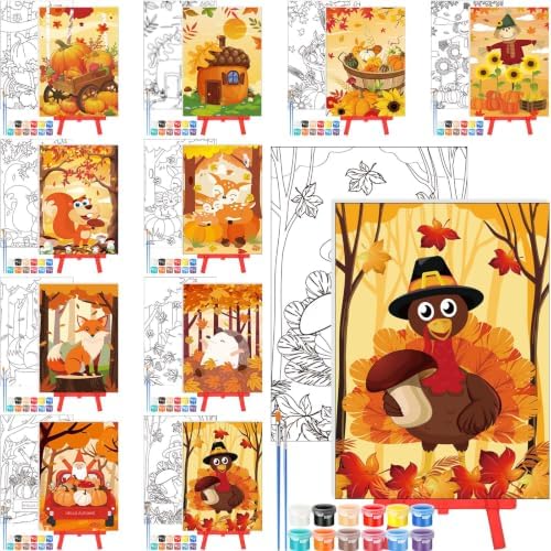 Blosssound 10 Set Fall Pre Printed Canvas For Painting Autumn Canvas 5x7" - Image 4