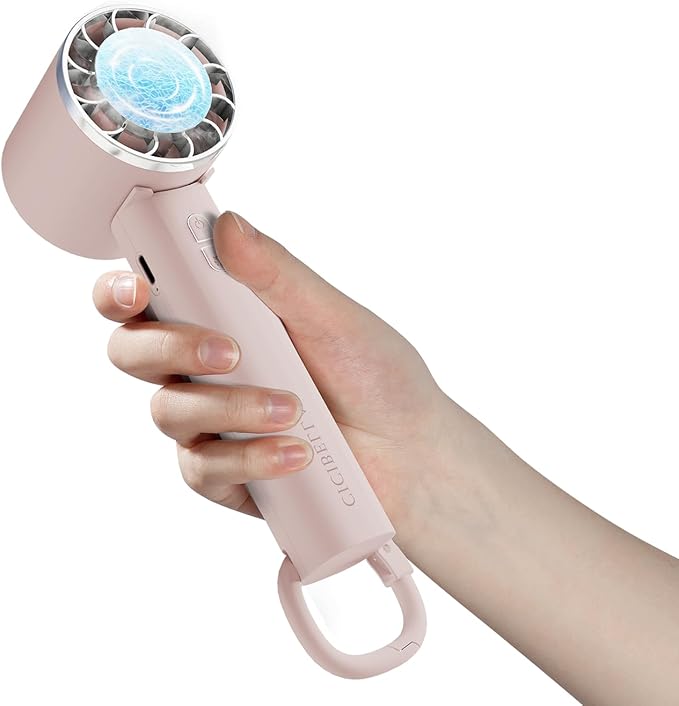 Mini Portable Cooling Handheld Fan Three-Speed Personal Small Desktop with Base Stand Type-C Charging Powerful Handheld Fan for Travel/Outdoor/Gifts/Makeup