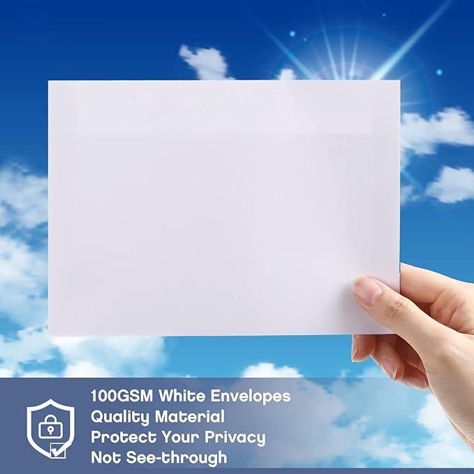 Fainne 800 Pcs White Envelopes Self Adhesive Printable Envelope Bulk for Invitation, Wedding, Baby Shower, Photography, Thank Note, Postcard, Greeting Card, Mailing, Graduation (A2 5.75 x 4.375 Inch)