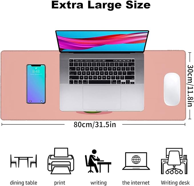 Avocado Gaming Mouse Pad, Office Desk Mat, Pink Background, Anti-Slip Rubber Base Cool Aesthetic Mouse Pads for Computer Laptop Keyboard Desktop Gamer Home Accessories Decor 31.5" x 11.8"