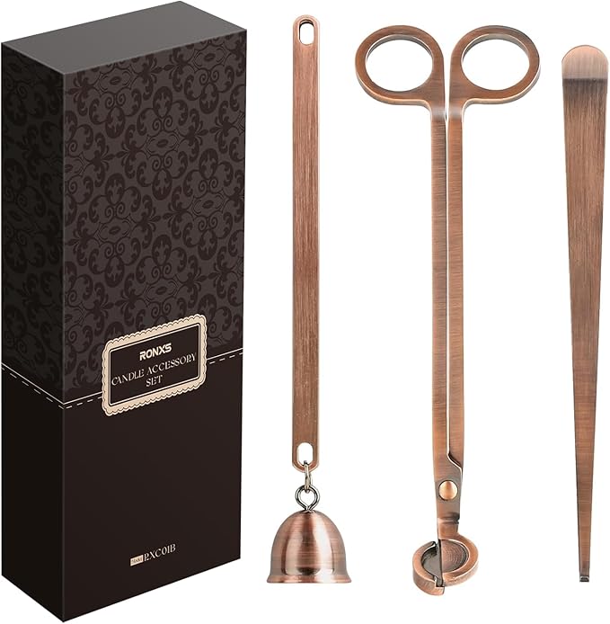RONXS 3 in 1 Candle Accessory Set, Candle Wick Trimmer Candle Cutter, Candle Snuffer, Candle Wick Dipper with Gift Package for Candle Lover (Copper)