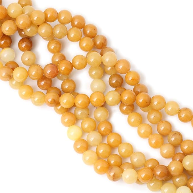 35PCS 10mm Natural Yellow Jade Multi-Color Gemstone Round Loose Beads for Jewelry Making DIY Handmade Materials 1 Strand 15"