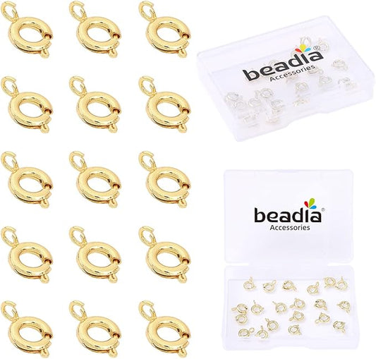 14K Gold Plated Spring Clasps Non Tarnish 6mm 20pcs for Jewelry Making Findings