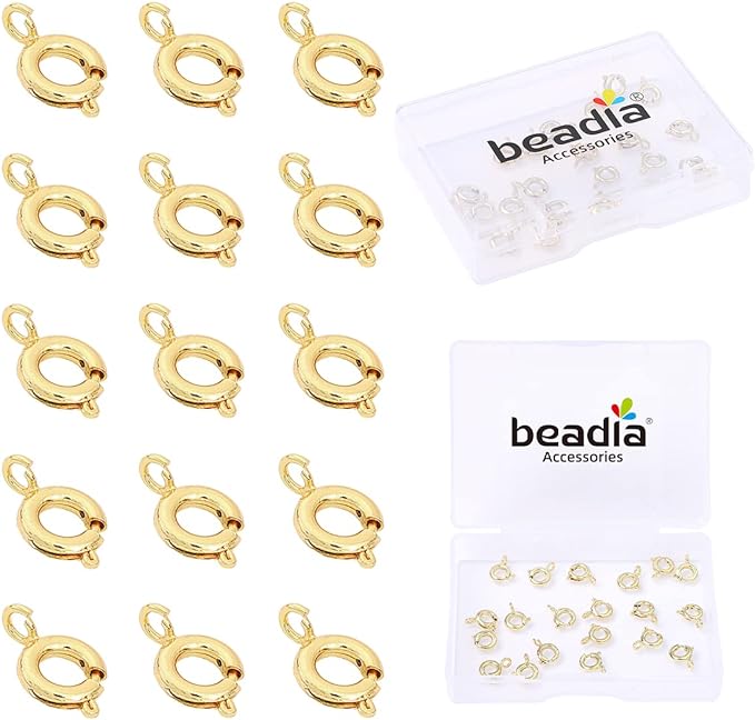 14K Gold Plated Spring Clasps Non Tarnish 7mm 20pcs for Jewelry Making Findings