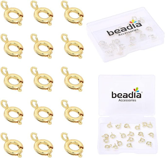 14K Gold Plated Spring Clasps Non Tarnish 7mm 20pcs for Jewelry Making Findings