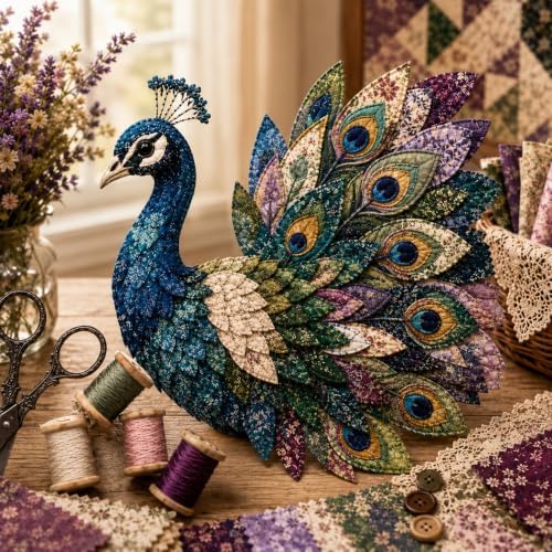 3D Patchwork Bird DIY Craft Kit, Home Wall Decor Gift, Stress Relief, Creative Handmade Art, Bird Design, Colorful, Delicate, Easy for Beginners, Unique Gift for Adults(Peacock) by Unknown