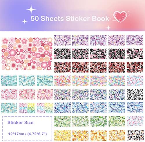 Doraking Colorful Sticker Book, 50 Sheets Shiny Love Bubble Heart Butterfly Ribbon Cute Stickers for Junk Journal Arts Craft Greeting Cards Scrapbook Supplies Home Decoration, DIY Deco Stickers (A) - Image 4