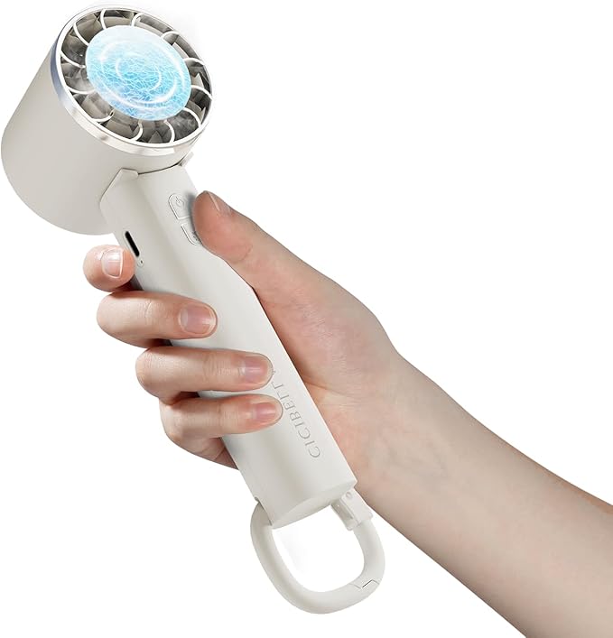 Mini Portable Cooling Handheld Fan Three-Speed Personal Small Desktop with Base Stand Type-C Charging Powerful Handheld Fan for Travel/Outdoor/Gifts/Makeup