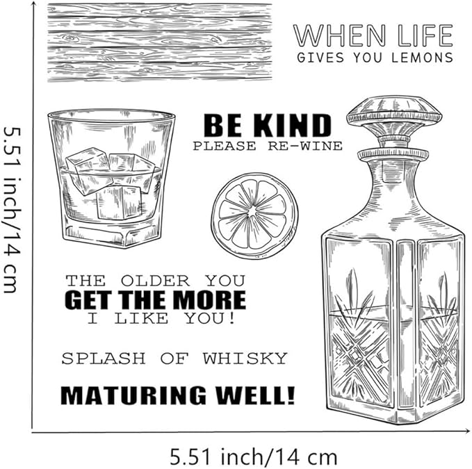 Wine Bottle Cup Stamps and Cutting Dies for Card Making DIY Transparent Silicone Clear Stamp and Metal Die Cuts Sets for Scrapbooking Paper Greeting Cards Decor Seals Craft Supplies