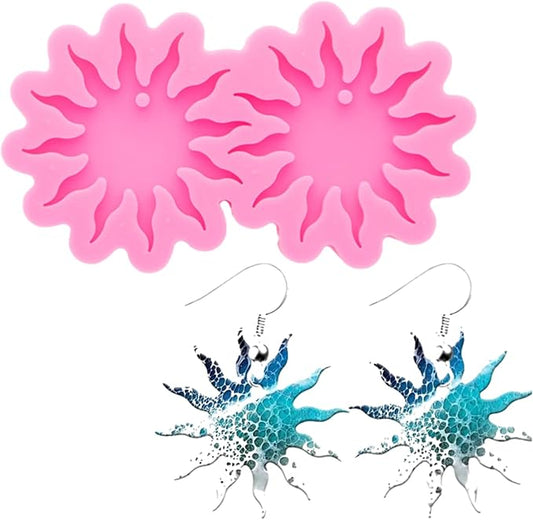 Resin Earring Mold Silicone Resin Jewelry Molds Sun Flower Shape Epoxy Resin Casting Molds for Women Earring Crafts DIY Necklace Pendant Resin Mold