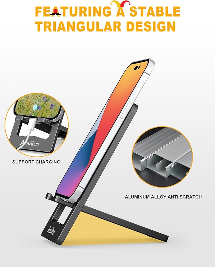Ultra - Thin Portable Phone Stand: Foldable & Space - Saving, Fits 3.7-7 inch Devices, Black
