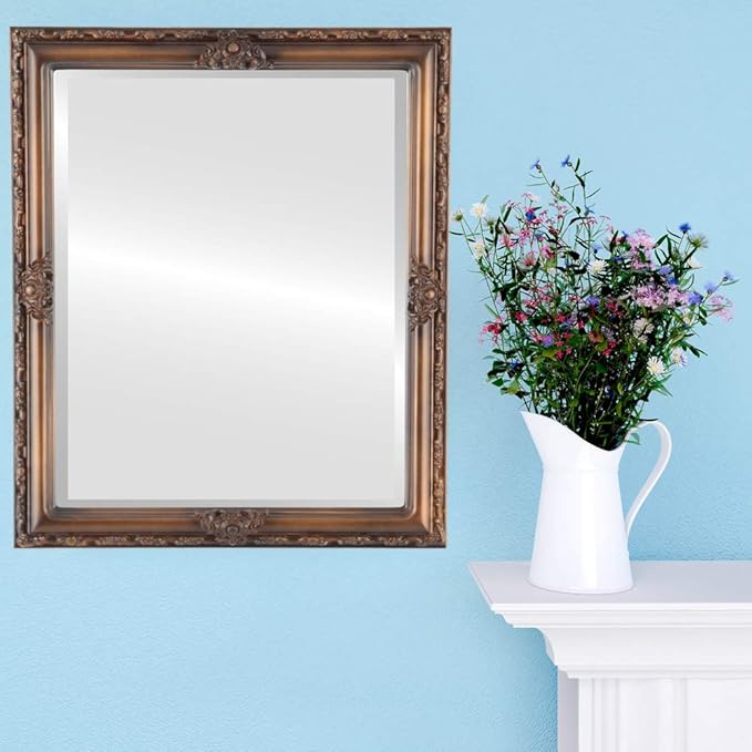 OVALCREST Rectangle Beveled Wall Mirror for Home Decor - Jefferson Style - Sunset Gold - 18x22 Outside Dimensions