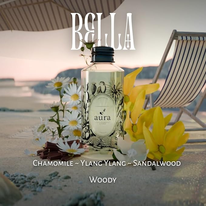A U R A - Bella (Santal) Fragrance Oil for Waterless Scent Diffuser - Inspired by L. Labo Santal | 6.7 fl oz / 200 ml Essential Oil Blend for Aromatherapy & Hotel Collection Diffuser