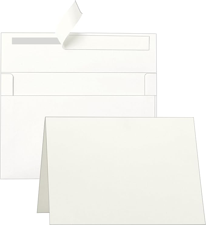 Blank Cream Cards and Envelopes 5 x 7 Off White 300GSM Folded Cardstock and A7 Envelopes Printable Self Seal 20 packs for Wedding Invitations, Thank You Cards, Christmas
