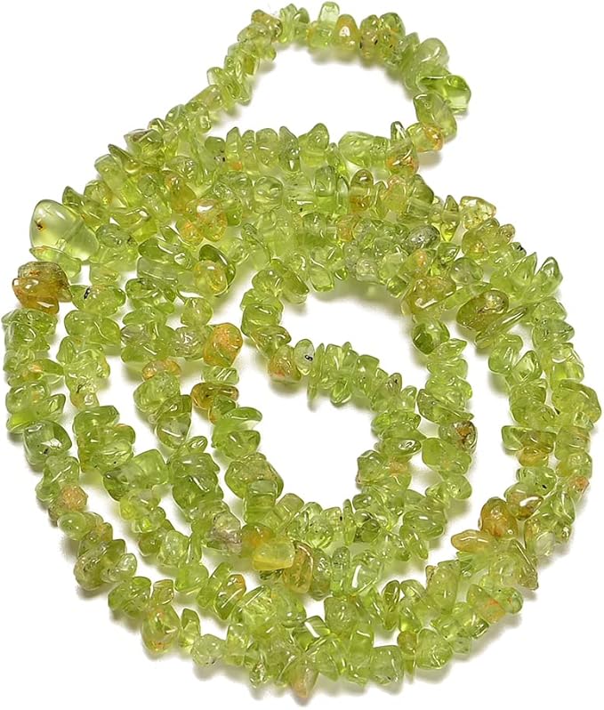 PLTbeads Gemstone Chips Natural Green Peridot Lazuli 3-5mm Healing Crystals Waist Bracelets Necklace Kit Irregular Stone DIY Crafts Design Jewelry Making Approxi 32 inch