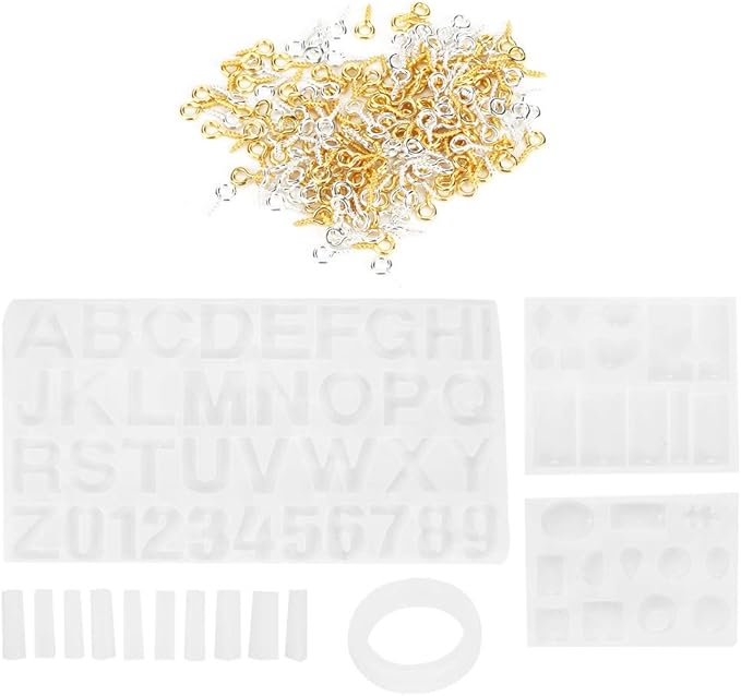 SparkFeng 214Pcs Silicone Casting Set, DIY Jewelry Mould Kit for Earrings Pendants Necklaces Bracelets, Soft Durable Silicone with Smooth Surface, Complete Accessories for Resin
