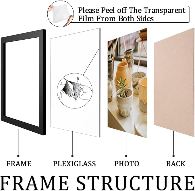 KTKDE A3 Poster Frame Black Woodgrain Picture Frame 3 Pack-16.5x11.7in Photo Frame,Certificate Frame with Plexiglass for Wall Mount or Table Top Display
