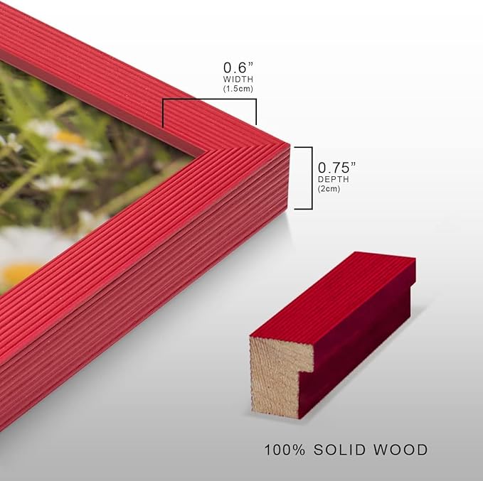 Renditions Gallery 11X14 Custom Photo Prints with Real Wood Picture Frames. Create Personalized Photos with Peel & Stick Photo Frames. Single, Red Frame