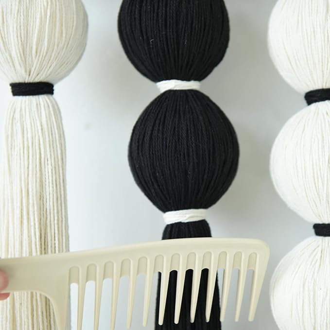 IOWER Large Macrame Wall Hanging Macrame Wall Decor Black and White Sphericity Cotton Textile Wall Hanging Boho Wall Decor Art Fiber Yarn Art Handmade 39" Wx39 L