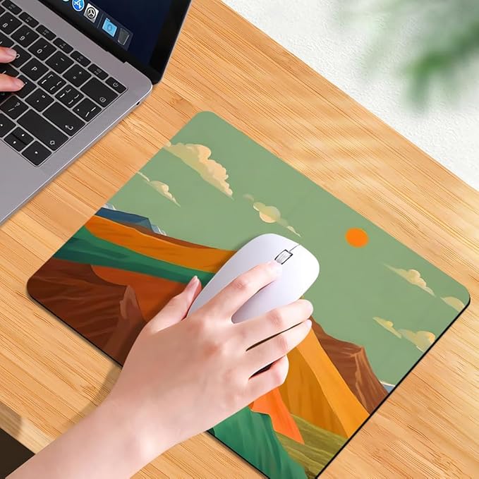 Peaks Colorblock Mountain Texture Mouse pad, Square Waterproof and Anti Slip Mouse pad for Office laptops