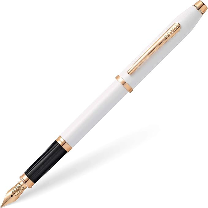 Cross Century II Refillable Fountain Pen, Fine Nib, Includes Luxury Gift Box - Pearlescent White Lacquer
