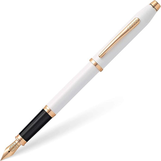 Cross Century II Refillable Fountain Pen, Fine Nib, Includes Luxury Gift Box - Pearlescent White Lacquer