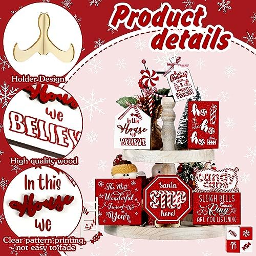 Mifoci 14 Pcs Christmas Candy Cane Tiered Tray Decor Xmas Table Decoration - Image 4