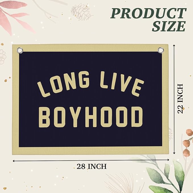 Vintage Long Live Boyhood Boys Room Playroom Wall Decor Vintage Sports Decor for Nursery Playroom Kids Bedroom Dorm Toddler Decorations 22x28 Inch