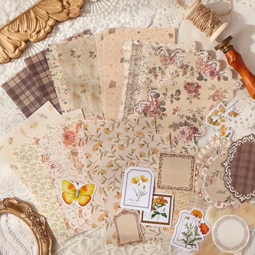 400 Pcs Floral Scrapbook Paper & Stickers, 4 Packs Scrapbook Supplies Kit, Junk Journal Scrapbooking Paper for Journaling, Scrapbooking Embellishments, Planner, Card Making - Image 7