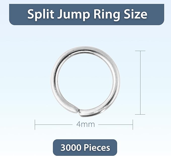 Mandala Crafts Assorted Silver Color Jump Rings Jewelry Findings Metal O Rings for Jewelry Making Supplies - 3000 4mm Small Open Jump Rings Kit for Necklace Earring