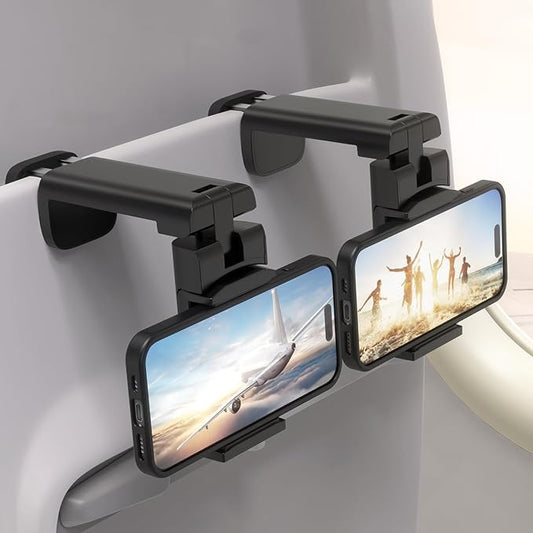 2 PCs Christmas Stocking Stuffers Airplane Phone Holder - Klearlook 360° Rotating Airplane Phone Mount for Travel, Desk & Flight | Handsfree Adjustable Phone Stand | Travel Essentials Accessories
