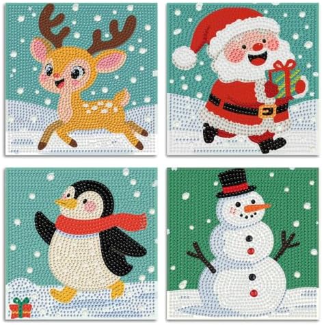 ICYANART 4 Pack Christmas Diamond Art Painting Kits for Kids 6x6 Inch by Unknown