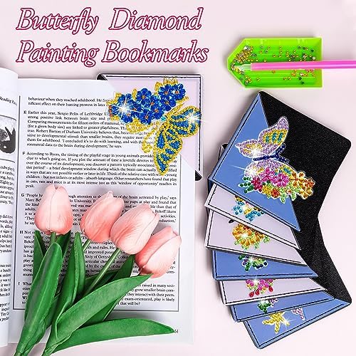 WIVICO 8Pcs Diamond Painting Bookmarks, Diamond Pearl Art Kits for Adults - Image 2