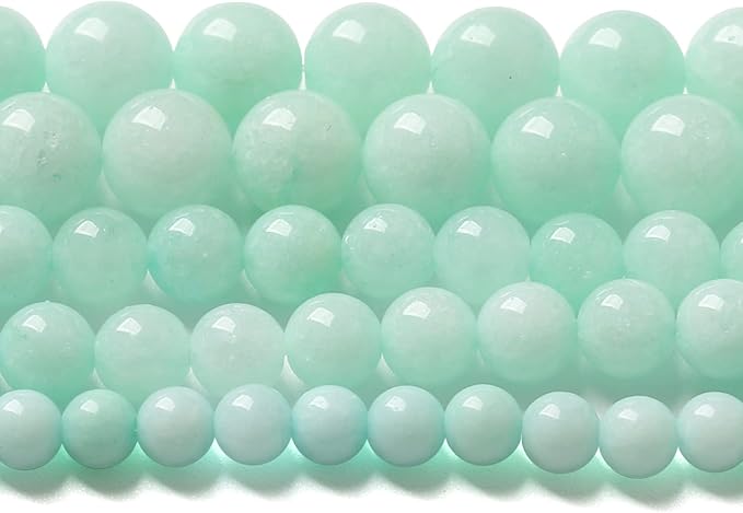 8MM 46PCS Natural Stone Amazonite Chalcedony Loose Beads for Jewelry Making DIY Bracelet Necklace 1 Strand