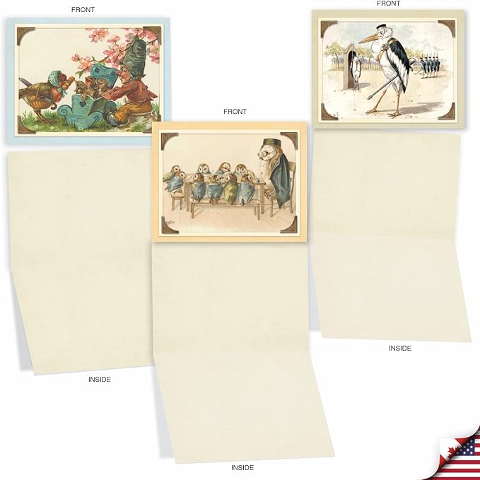 The Best Card Company - 10 Bird Note Cards Blank (4 x 5.12 Inch) - All Occasion Cards with Envelopes, Boxed Set - Sweet Tweets M2344OCB