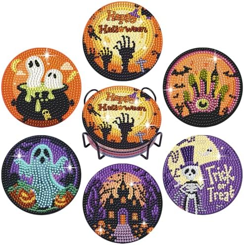 Leatrice 6 PCS Halloween Diamond Art Coasters Kits 4 in Trick or Treat by Leatrice20240713