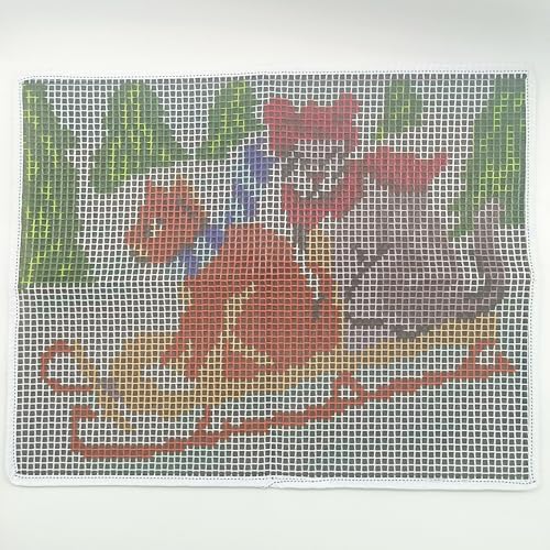 Howie's Latch Hook Kits for Adults, DIYCats-Ski Latch Hook Kit Rug Crochet Yarn, Color Preprinted Pattern Embroidery Decoration(Cats-Ski, 19.69 x 14.96 inch) - Image 3