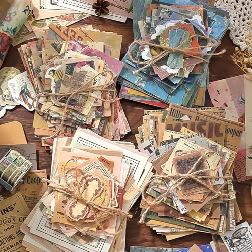 400PCS Vintage Scrapbook Paper Journaling Scrapbooking Supplies Kit Retro Decorative Craft Paper Assorted for Bullet Junk Journals Card Making Craft DIY, Old Memories by Unknown