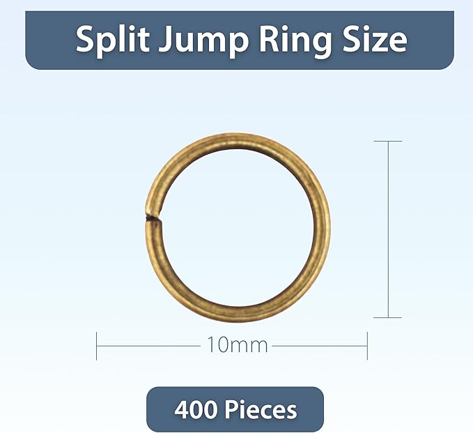 Mandala Crafts 400 Pcs Assorted 10mm Antique Brass Jump Rings - Small Open Rings for Jewelry Making & Crafts