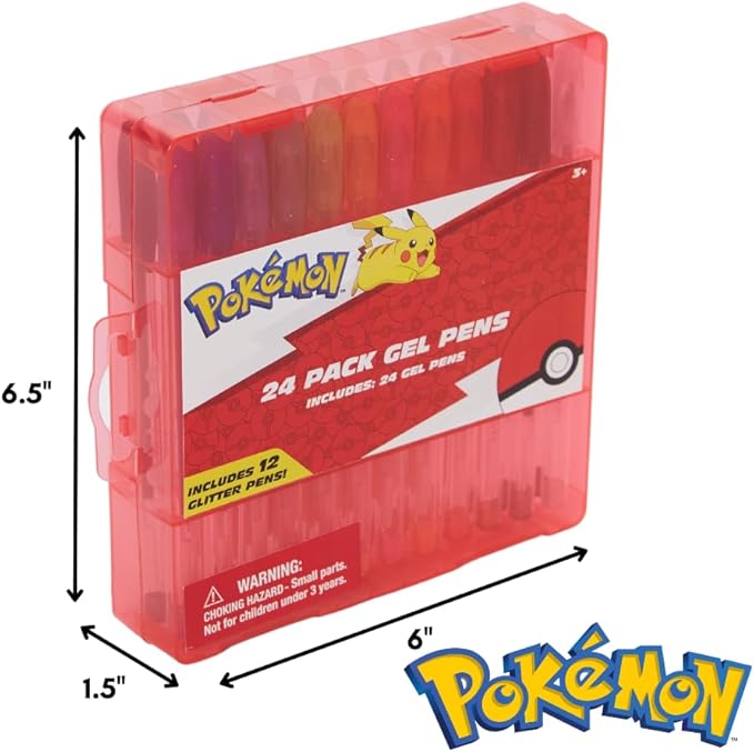 Innovative Designs Pokemon Gel Pens Set for Kids, 24 Pack with Glitter Gel Pens, Cute Pens for Girls and Boys