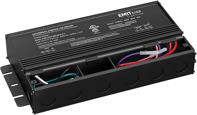 EMITEVER Dimmable Led Driver, 600W AC 110V-277V to DC 24V Transformer, 5-in-1 Dimming: ELV/MLV/TRIAC / 0-10V / 1-10V / 10V PWM/Potentiometer, Waterproof IP67 and UL Listed